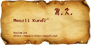 Meszli Kunó névjegykártya